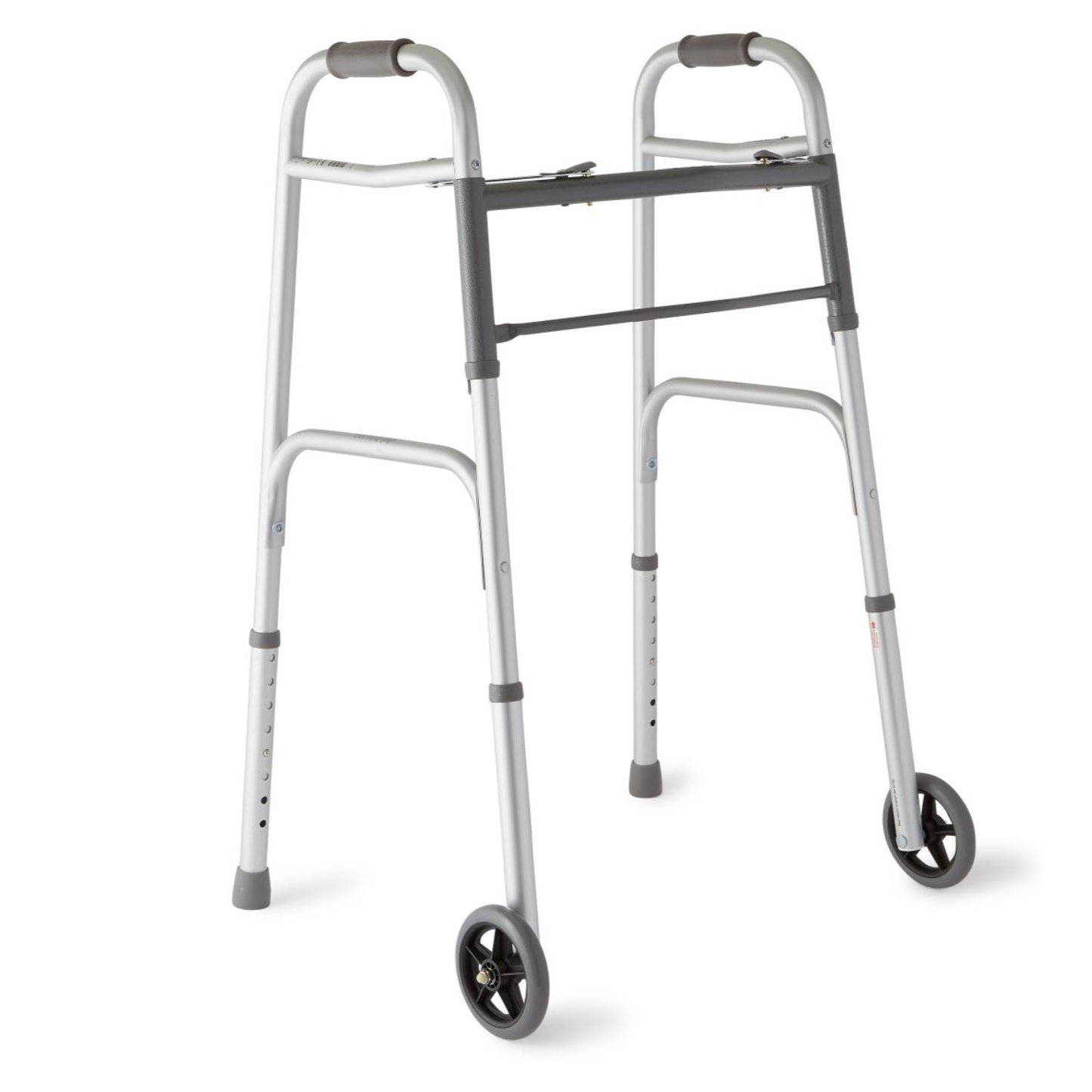 Two-Button Folding Walker with 5" Wheels