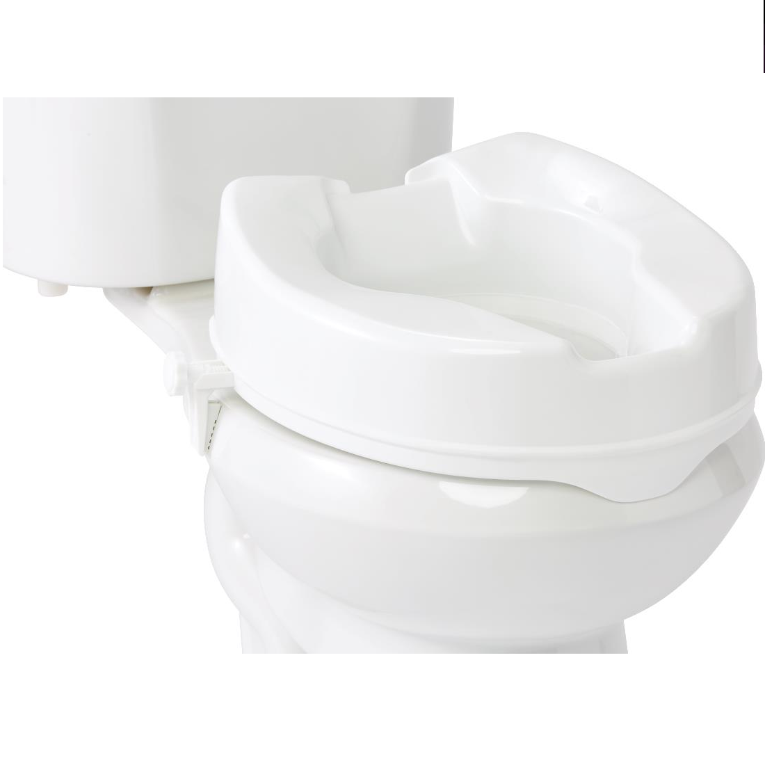 White Raised Toilet Seat with Side Locks, 4"