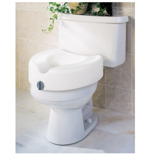 White Raised Toilet Seat with Side Locks, 4"