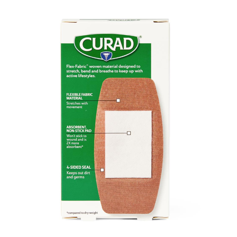 CURAD Flex-Fabric Bandages - Assorted Sizes, 100 Count