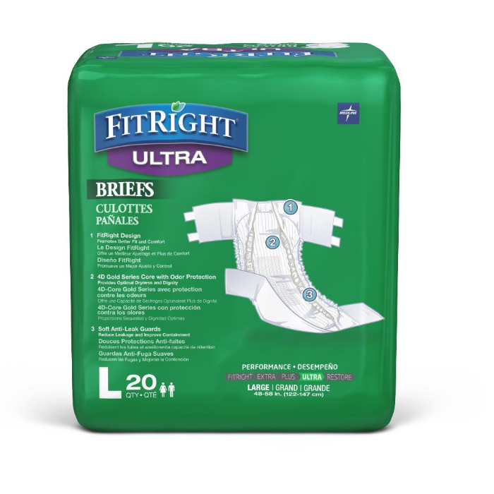 FitRight Ultra Incontinence Briefs - 20 Count