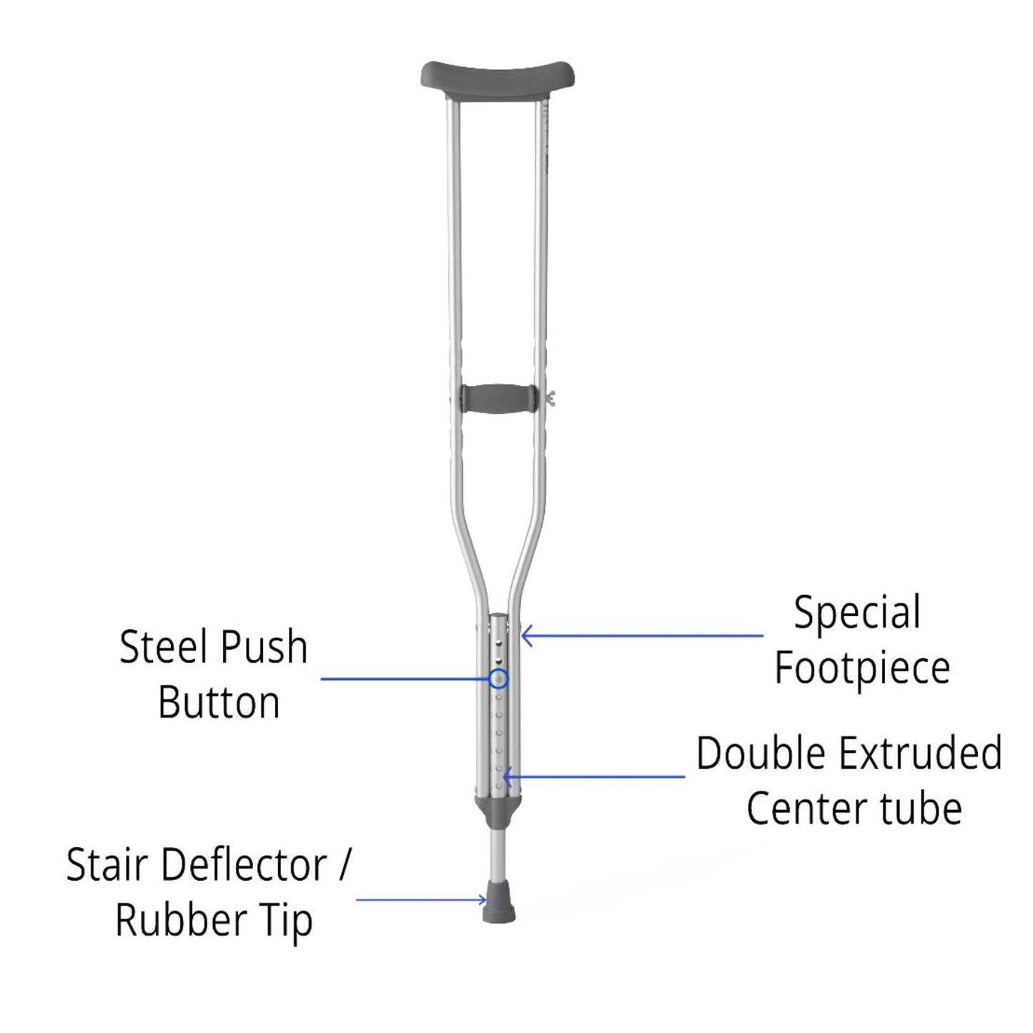 Steel Push-Button Crutches