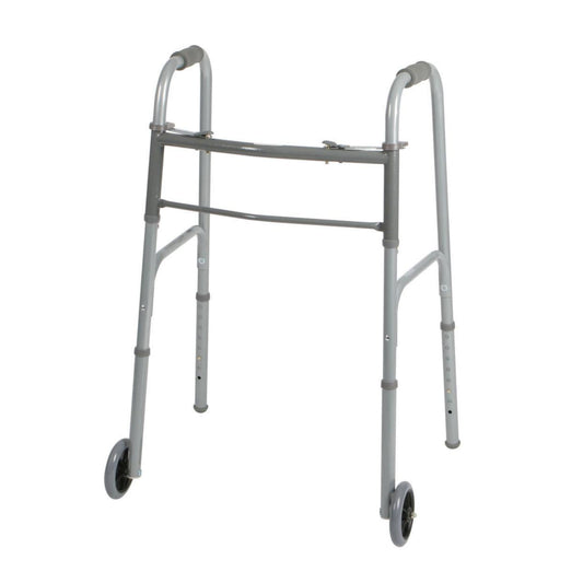 Two-Button Folding Walker with 5" Wheels